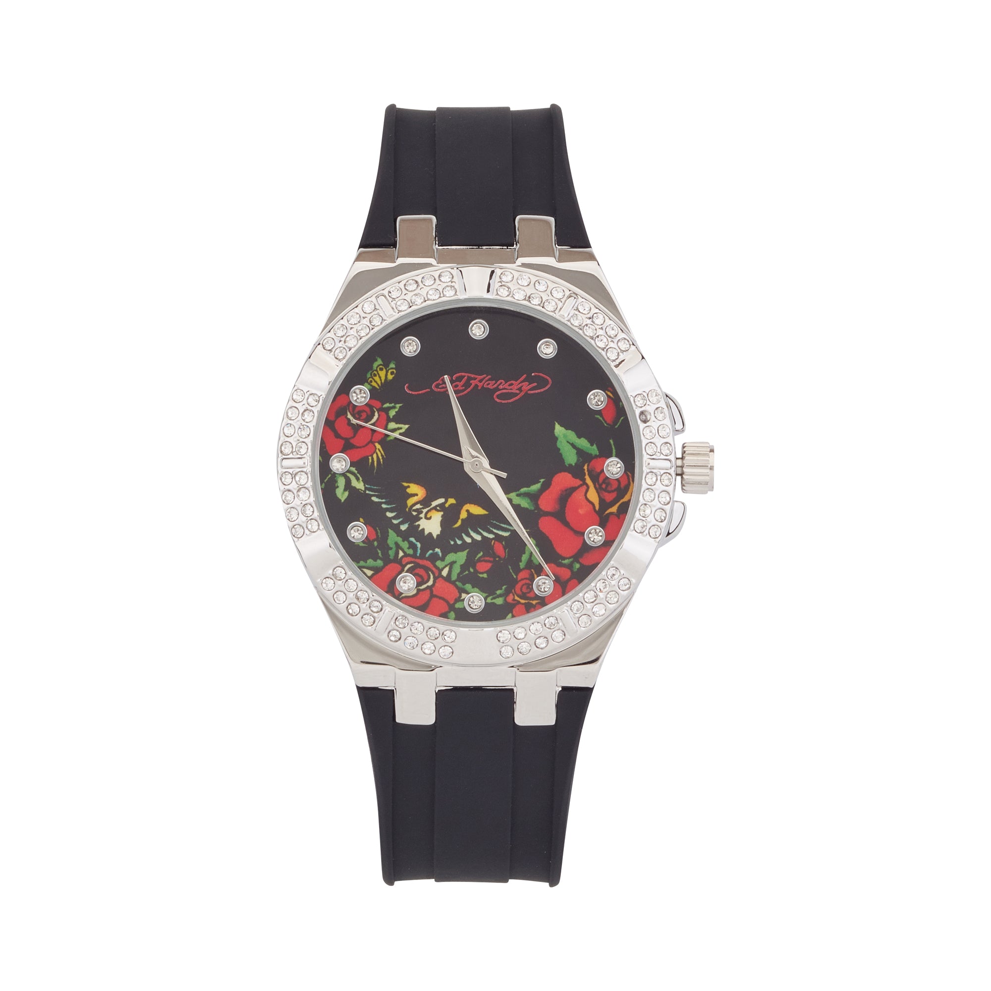 Ed Hardy Ladies Rubber Black/Black Plain Analog Watch