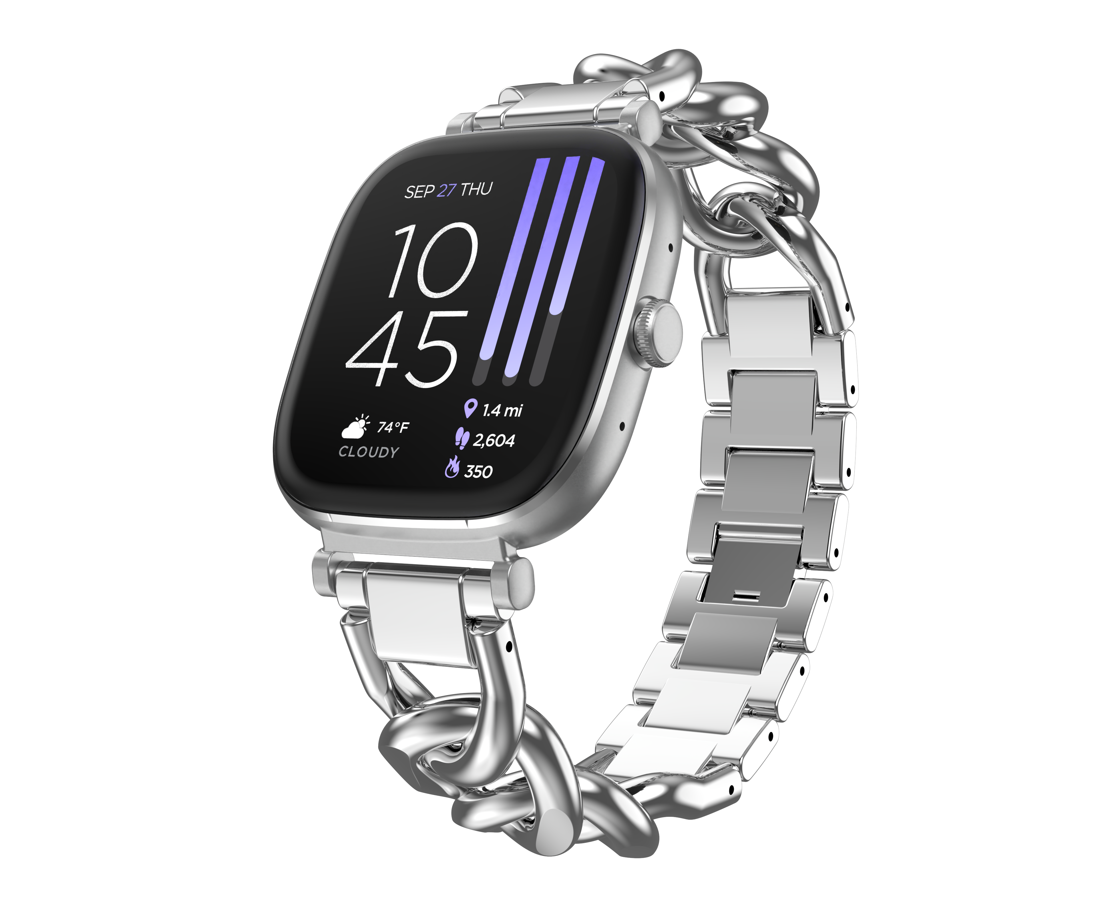 belle silver chain link smartwatch