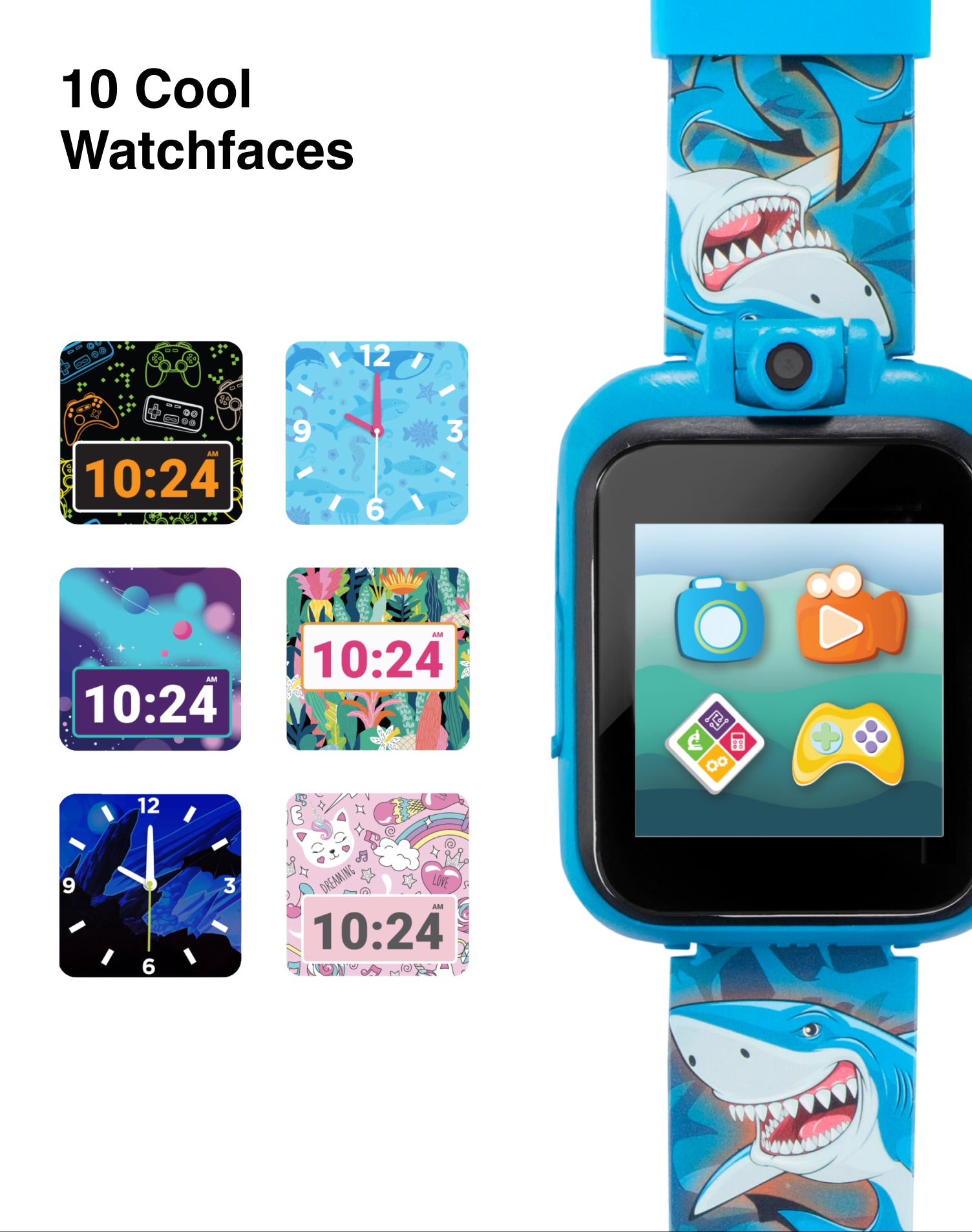 Playzoom Kids Smartwatch & Earbuds Set: Blue Shark