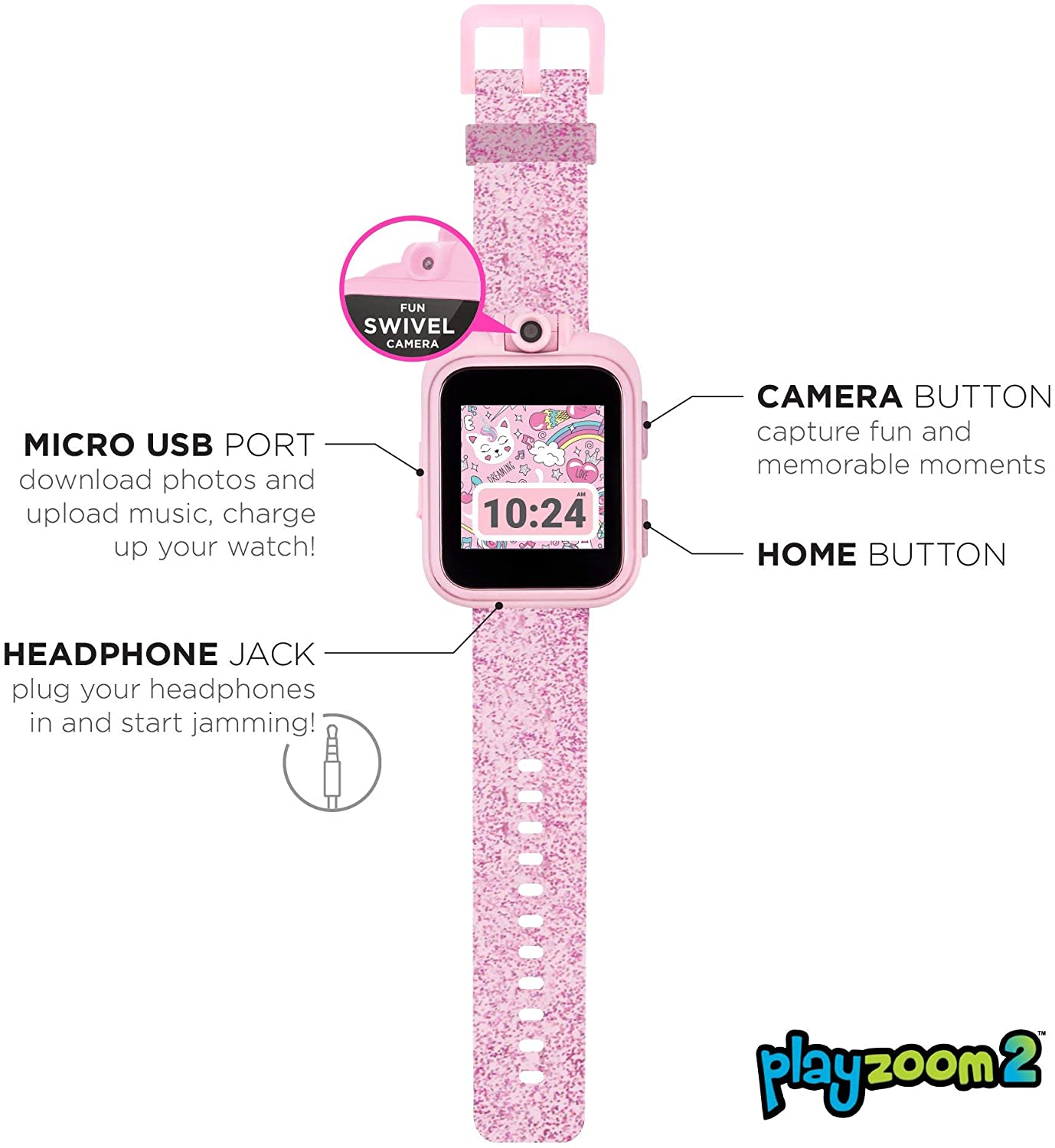 PlayZoom 2 Kids Smartwatch: Fuchsia Glitter